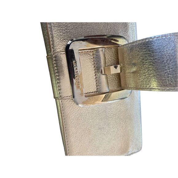 Michael Kors Sutton Gold Metallic Clutch - Picture 6 of 15